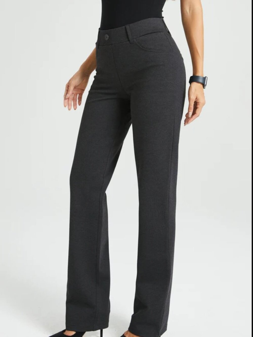 New Betabrand Charcoal Straight 7 Pocket Dress Pant Yoga Pants Large Petite